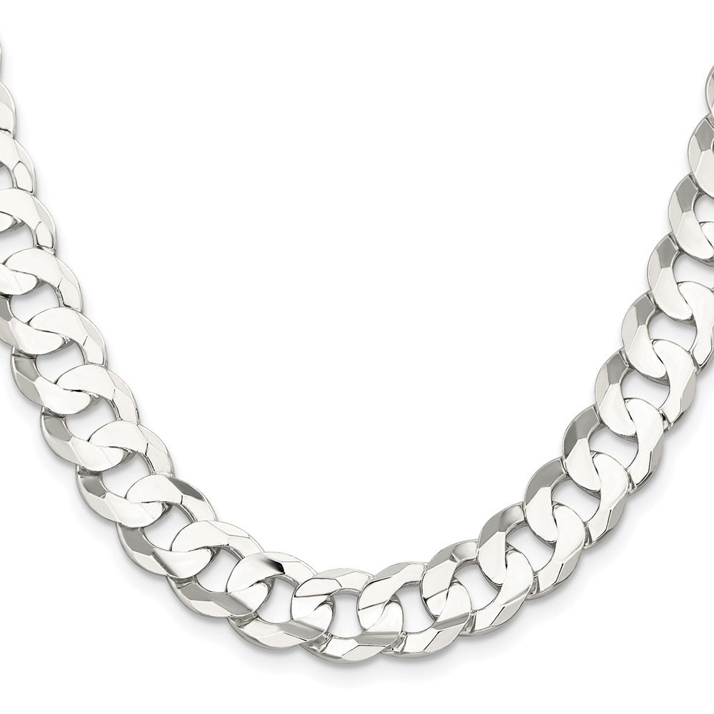 Sterling Silver 11.9mm Concave Beveled Curb ChainQCBC300