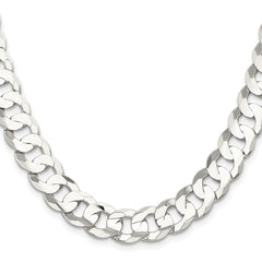 Sterling Silver 11.9mm Concave Beveled Curb ChainQCBC300