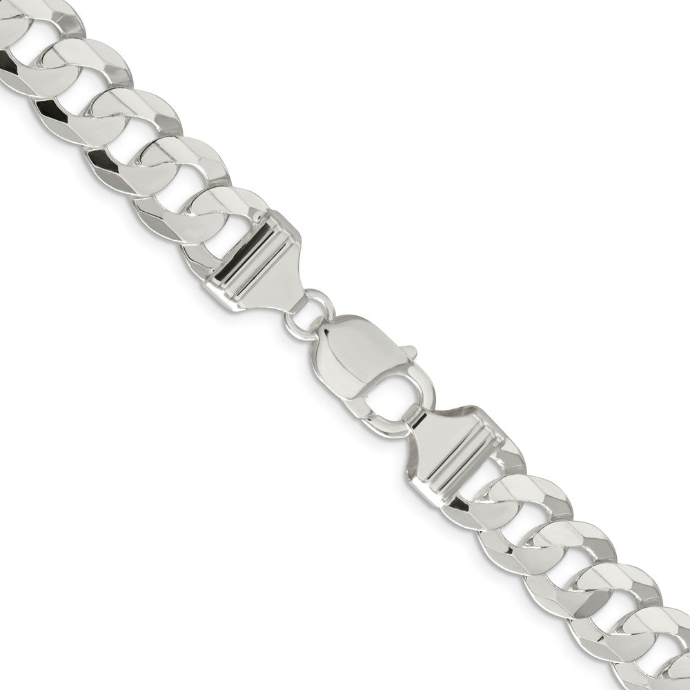 Sterling Silver 11.9mm Concave Beveled Curb ChainQCBC300