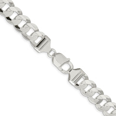 Sterling Silver 11.9mm Concave Beveled Curb ChainQCBC300