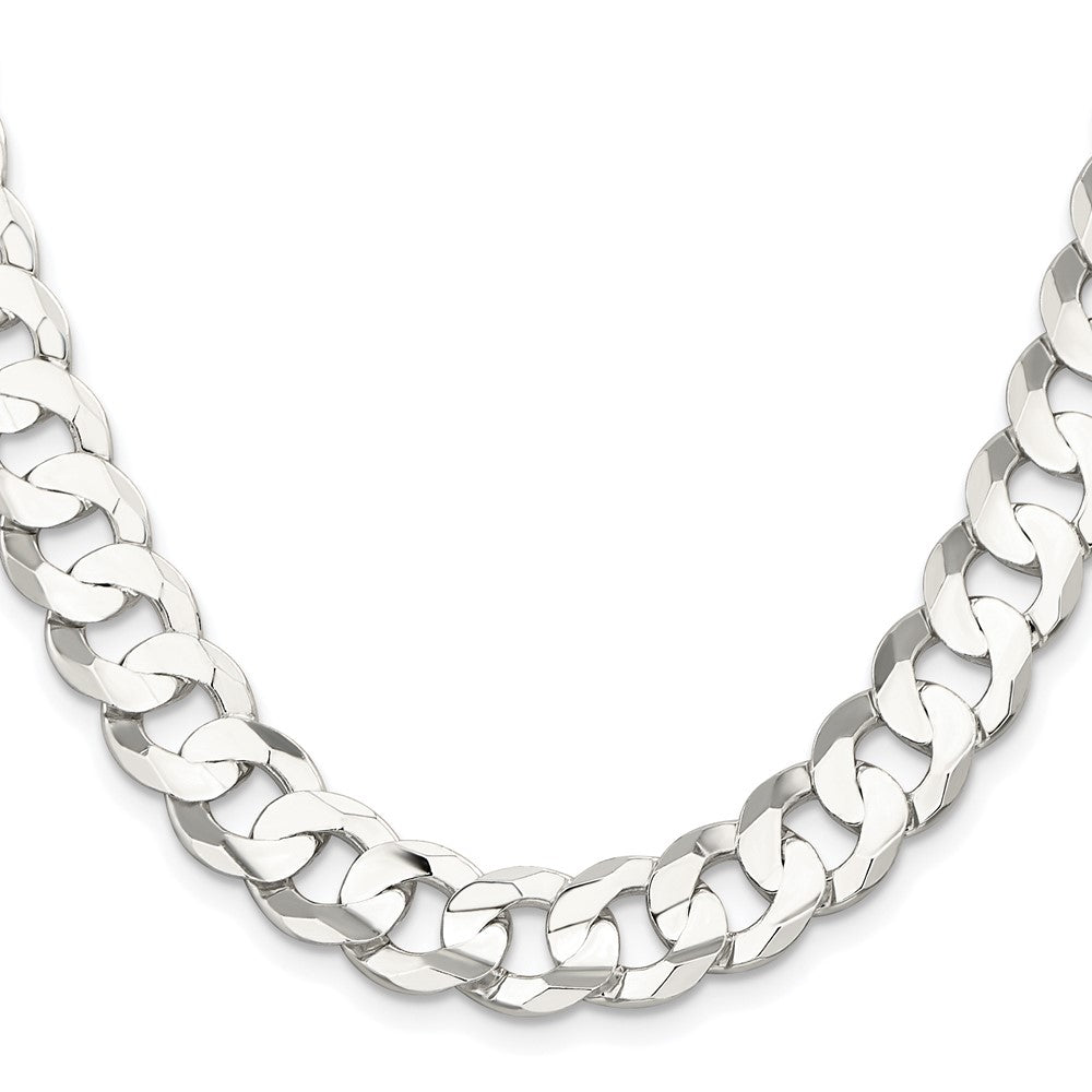 Sterling Silver Rhodium-plated 11.9mm Concave Beveled Curb ChainQCBC300R
