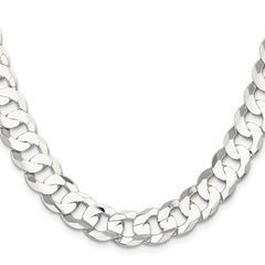 Sterling Silver Rhodium-plated 11.9mm Concave Beveled Curb ChainQCBC300R