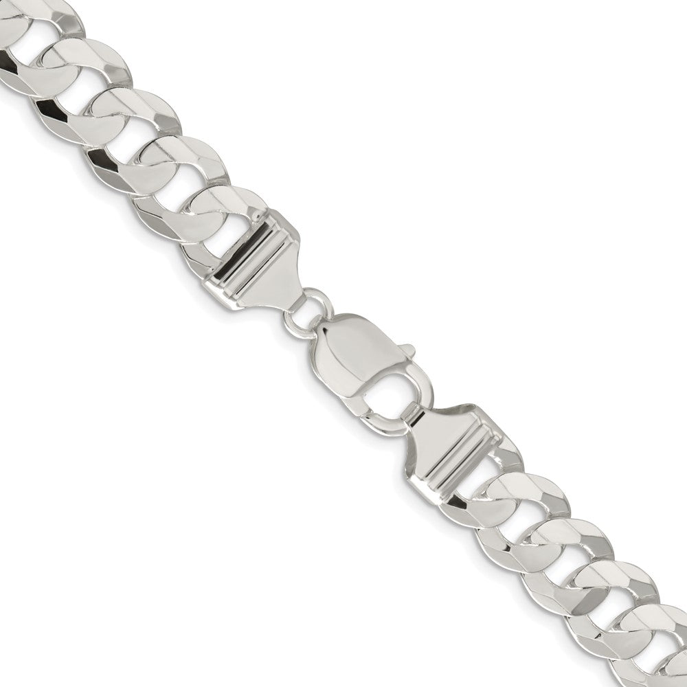 Sterling Silver Rhodium-plated 11.9mm Concave Beveled Curb ChainQCBC300R