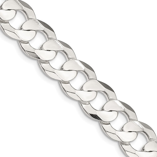 Sterling Silver 11.9mm Concave Beveled Curb ChainQCBC300