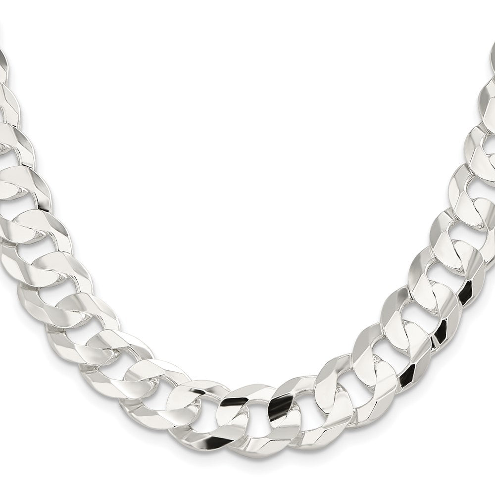 Sterling Silver 14.0mm Concave Beveled Curb ChainQCBC350