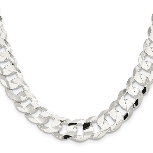 Sterling Silver 14.0mm Concave Beveled Curb ChainQCBC350