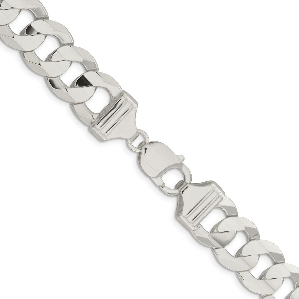 Sterling Silver 14.0mm Concave Beveled Curb ChainQCBC350