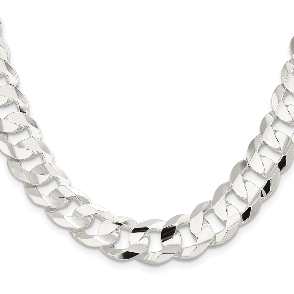 Sterling Silver Rhodium-plated 14.0mm Concave Beveled Curb ChainQCBC350R