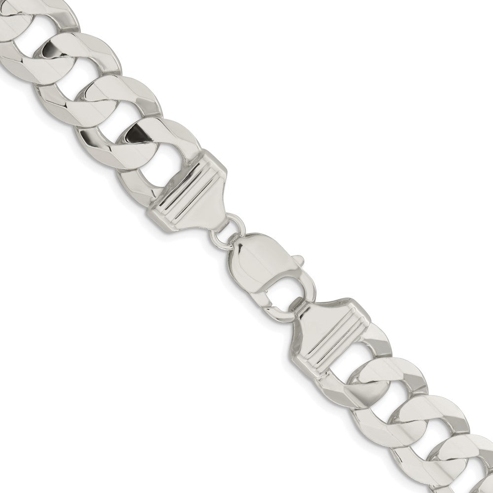 Sterling Silver Rhodium-plated 14.0mm Concave Beveled Curb ChainQCBC350R