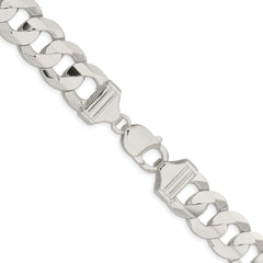 Sterling Silver Rhodium-plated 14.0mm Concave Beveled Curb ChainQCBC350R