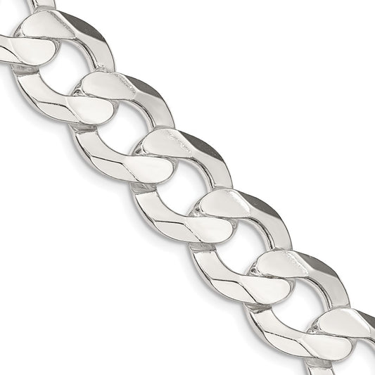 Sterling Silver 14.0mm Concave Beveled Curb ChainQCBC350