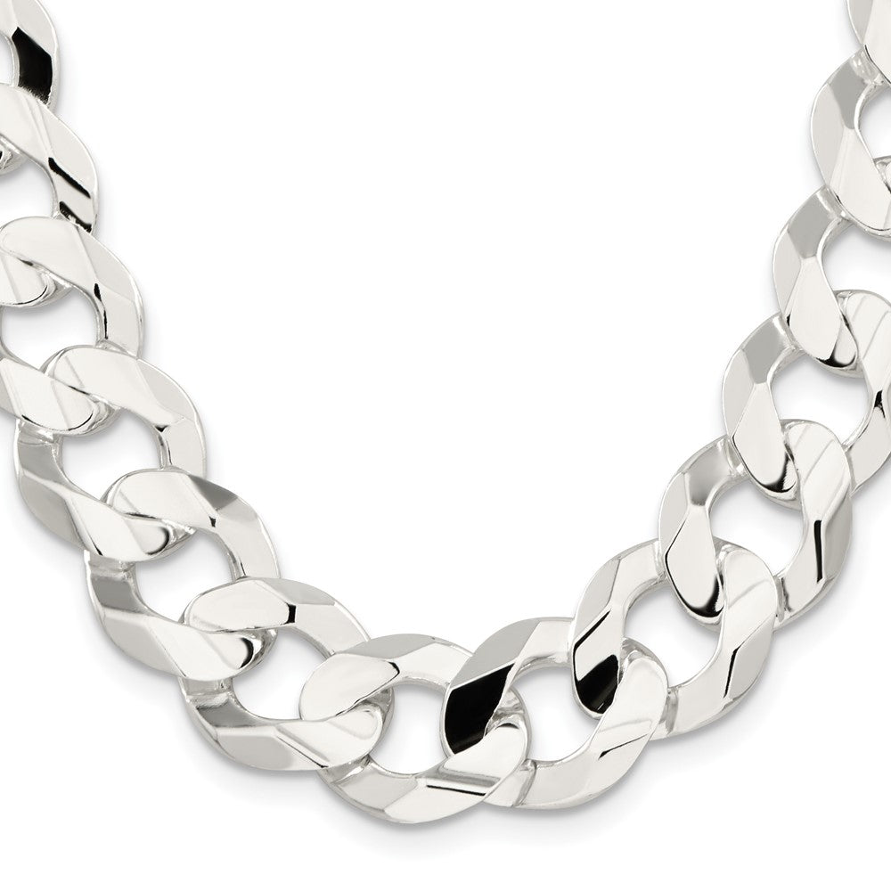 Sterling Silver 15.75mm Concave Beveled Curb ChainQCBC400