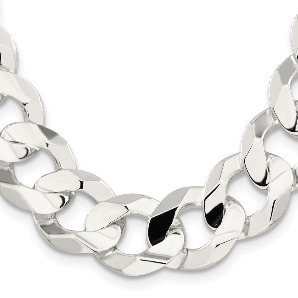 Sterling Silver Rhodium-plated 15.75mm Concave Beveled Curb ChainQCBC400R