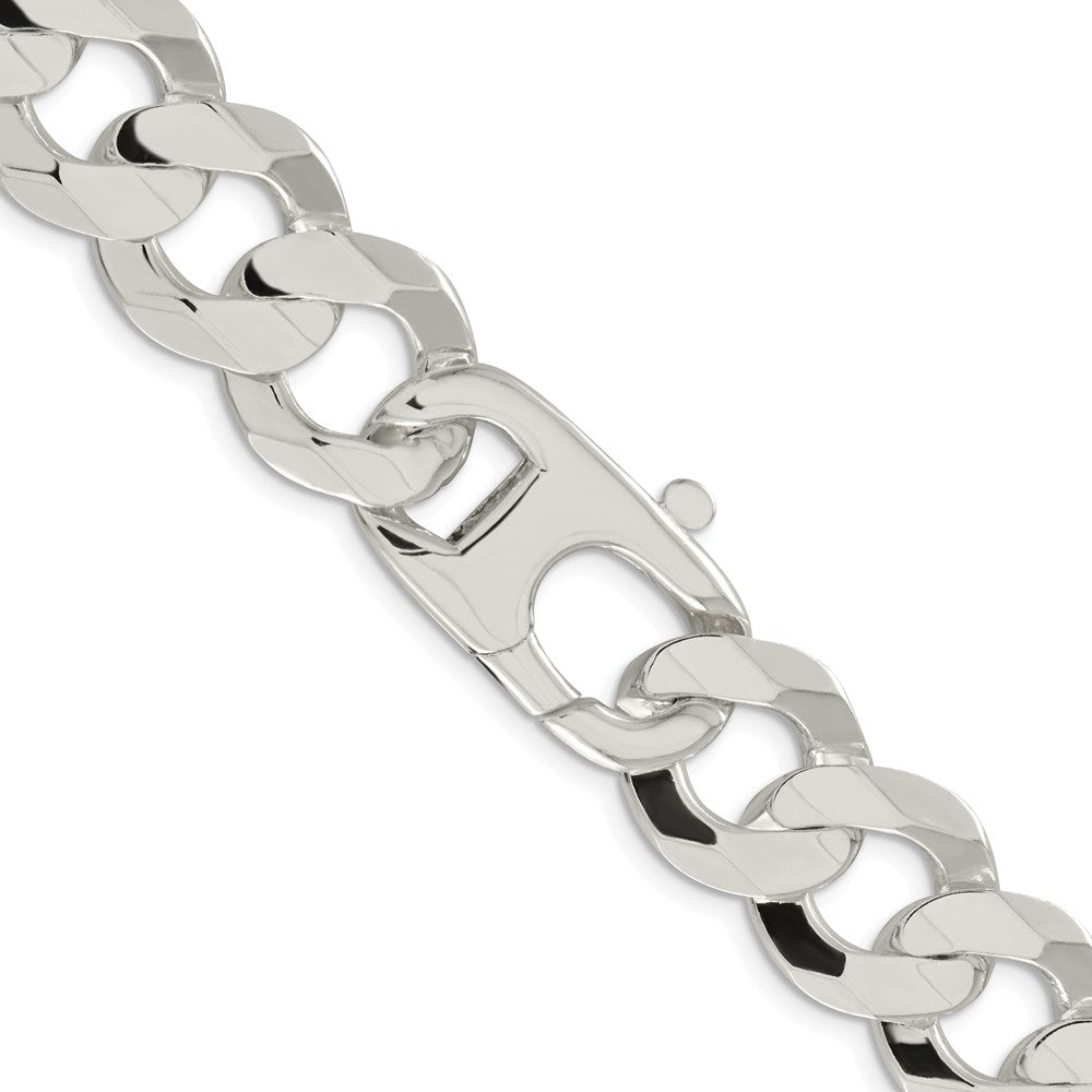 Sterling Silver Rhodium-plated 15.75mm Concave Beveled Curb ChainQCBC400R