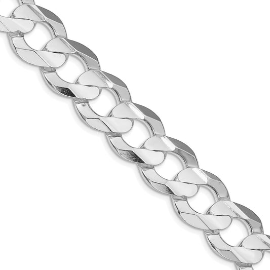 Sterling Silver Rhodium-plated 15.75mm Concave Beveled Curb ChainQCBC400R