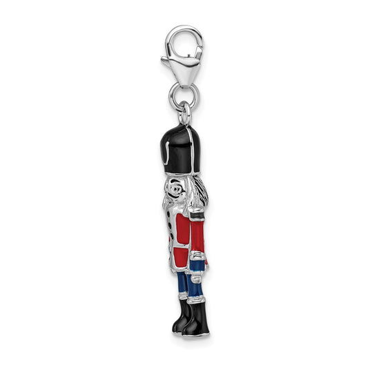 Amore La Vita Sterling Silver Rhodium-plated Polished 3-D Enameled Nut Cracker Charm with Fancy Lobster Clasp QCC1056