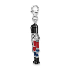 Amore La Vita Sterling Silver Rhodium-plated Polished 3-D Enameled Nut Cracker Charm with Fancy Lobster Clasp QCC1056