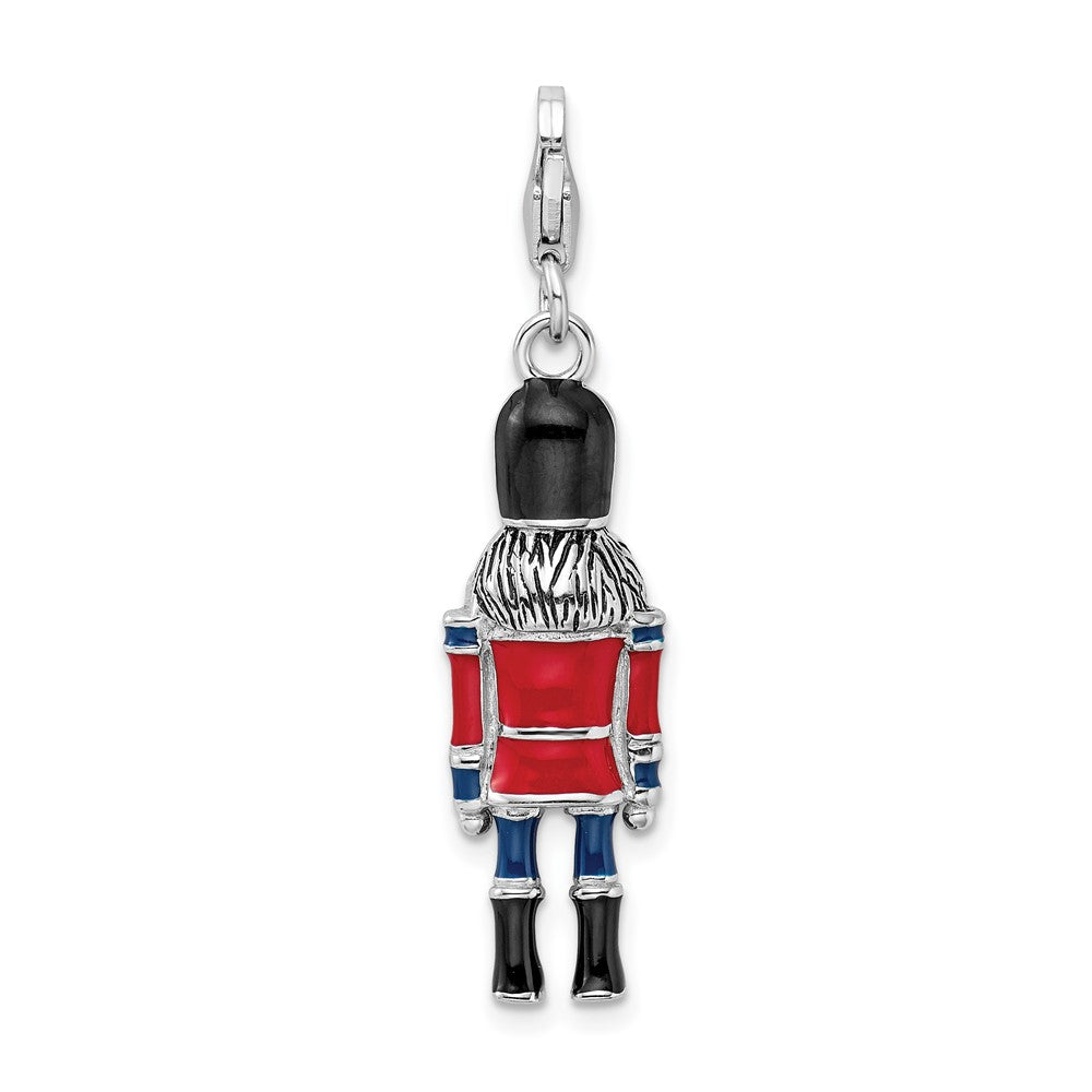 Amore La Vita Sterling Silver Rhodium-plated Polished 3-D Enameled Nut Cracker Charm with Fancy Lobster Clasp QCC1056