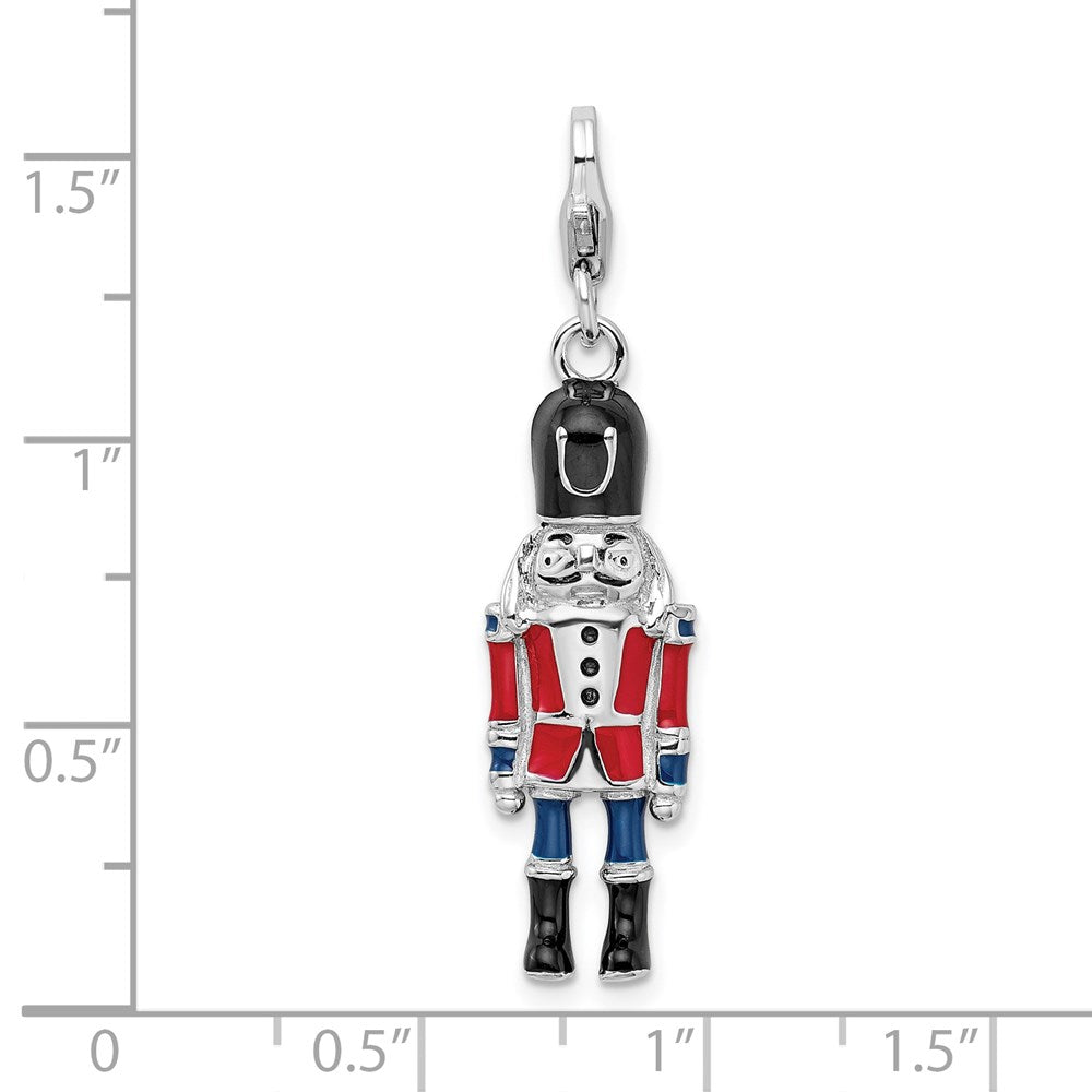 Amore La Vita Sterling Silver Rhodium-plated Polished 3-D Enameled Nut Cracker Charm with Fancy Lobster Clasp QCC1056