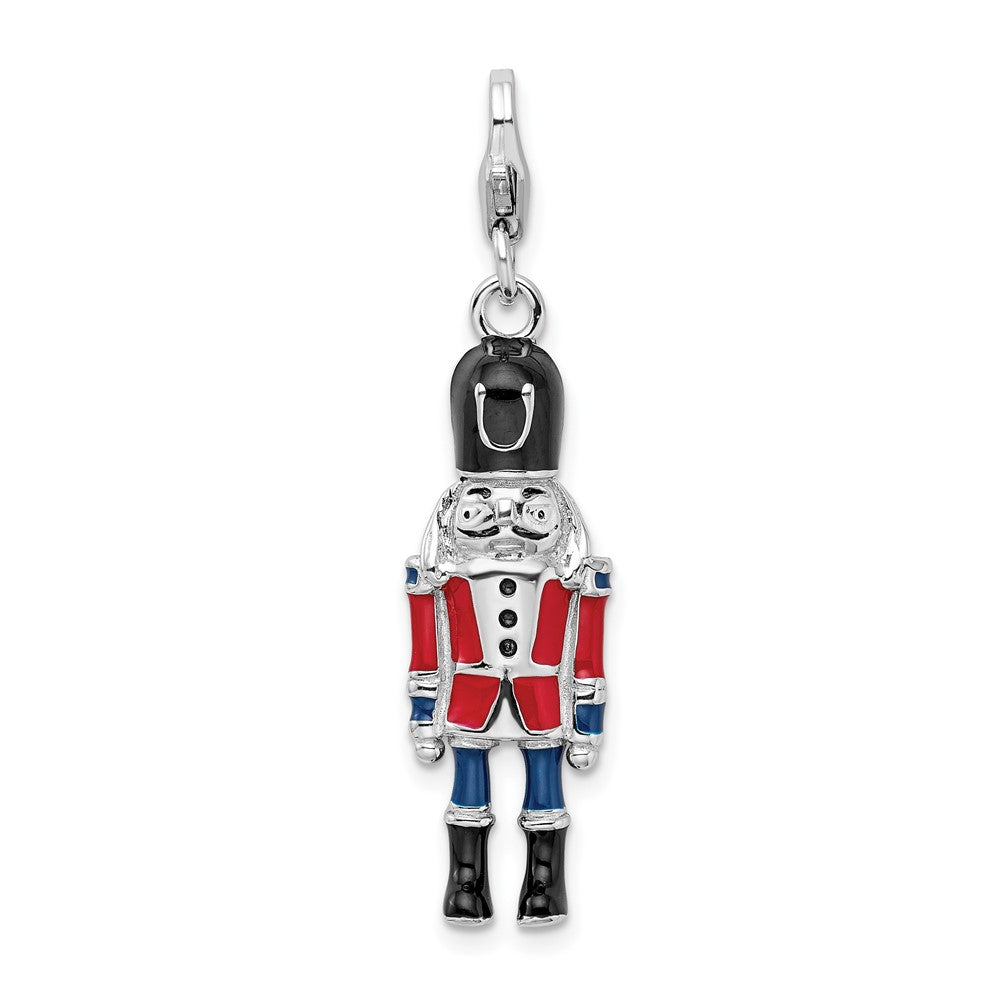 Amore La Vita Sterling Silver Rhodium-plated Polished 3-D Enameled Nut Cracker Charm with Fancy Lobster Clasp QCC1056