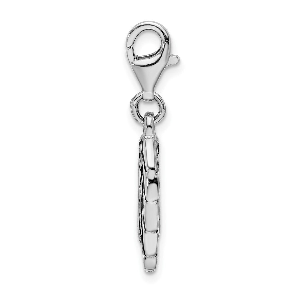 Amore La Vita Sterling Silver Rhodium-plated Polished 3-D Oxidized Wing Charm with Fancy Lobster Clasp QCC1218