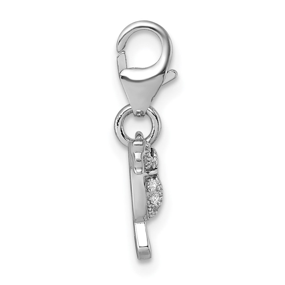 Sterling Silver Amore La Vita Rhodium-plated Blue and Green Enamel with CZ and Black Spinel Hummingbird Charm with Lobster Clasp QCC1308