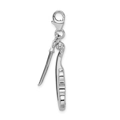 Amore La Vita Sterling Silver Rhodium-plated Polished 3-D Violin with Antiqued Bow Charm with Fancy Lobster Clasp QCC291