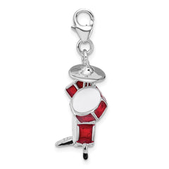 Amore La Vita Sterling Silver Rhodium-plated Polished 3-D Enameled Drum Set Charm with Fancy Lobster Clasp QCC293