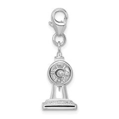 Amore La Vita Sterling Silver Rhodium-plated Polished 3-D Enameled Sewing Machine Charm with Fancy Lobster Clasp QCC295