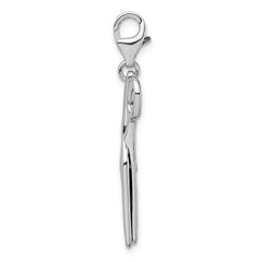 Amore La Vita Sterling Silver Rhodium-plated Polished 3-D Movable Scissors Charm with Fancy Lobster Clasp QCC297