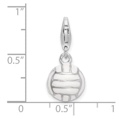 Amore La Vita Sterling Silver Rhodium-plated Polished 3-D Enameled Volleyball Charm with Fancy Lobster Clasp QCC304