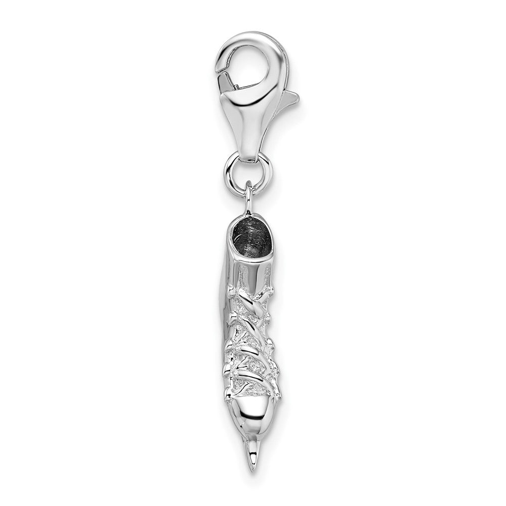 Amore La Vita Sterling Silver Rhodium-plated Polished 3-D Ice Skate Charm with Fancy Lobster Clasp QCC315