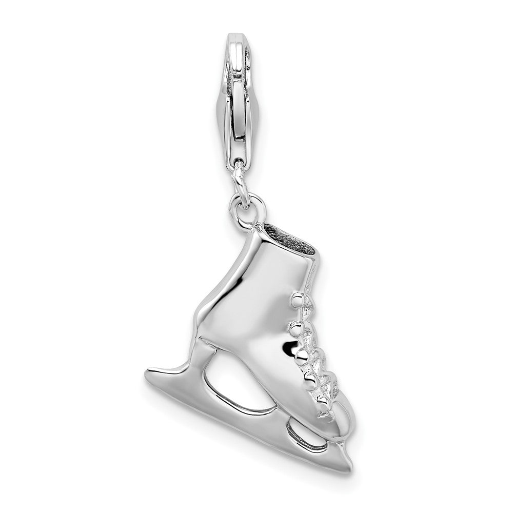 Amore La Vita Sterling Silver Rhodium-plated Polished 3-D Ice Skate Charm with Fancy Lobster Clasp QCC315
