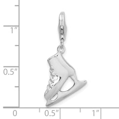Amore La Vita Sterling Silver Rhodium-plated Polished 3-D Ice Skate Charm with Fancy Lobster Clasp QCC315