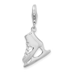 Amore La Vita Sterling Silver Rhodium-plated Polished 3-D Ice Skate Charm with Fancy Lobster Clasp QCC315