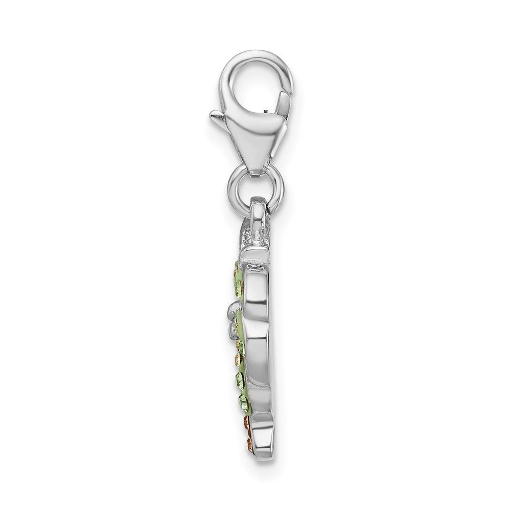 Amore La Vita Sterling Silver Rhodium-plated Polished Crystal Palm Tree Charm with Fancy Lobster Clasp QCC416