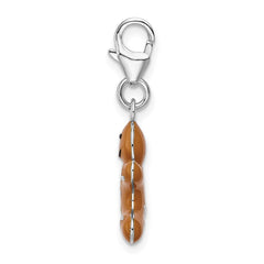 Amore La Vita Sterling Silver Rhodium-plated Polished 3-D Enameled Gingerbread Cookie Charm with Fancy Lobster Clasp QCC538