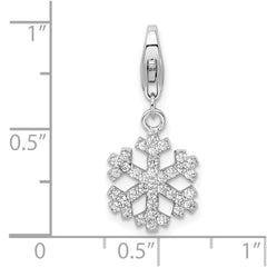 Amore La Vita Sterling Silver Rhodium-plated Polished CZ Snowflake Charm with Fancy Lobster Clasp QCC540