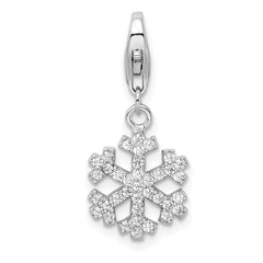 Amore La Vita Sterling Silver Rhodium-plated Polished CZ Snowflake Charm with Fancy Lobster Clasp QCC540
