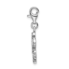 Amore La Vita Sterling Silver Rhodium-plated Polished Glass Stone Snowflake Charm with Fancy Lobster Clasp QCC541