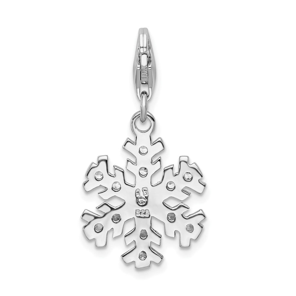 Amore La Vita Sterling Silver Rhodium-plated Polished Glass Stone Snowflake Charm with Fancy Lobster Clasp QCC541