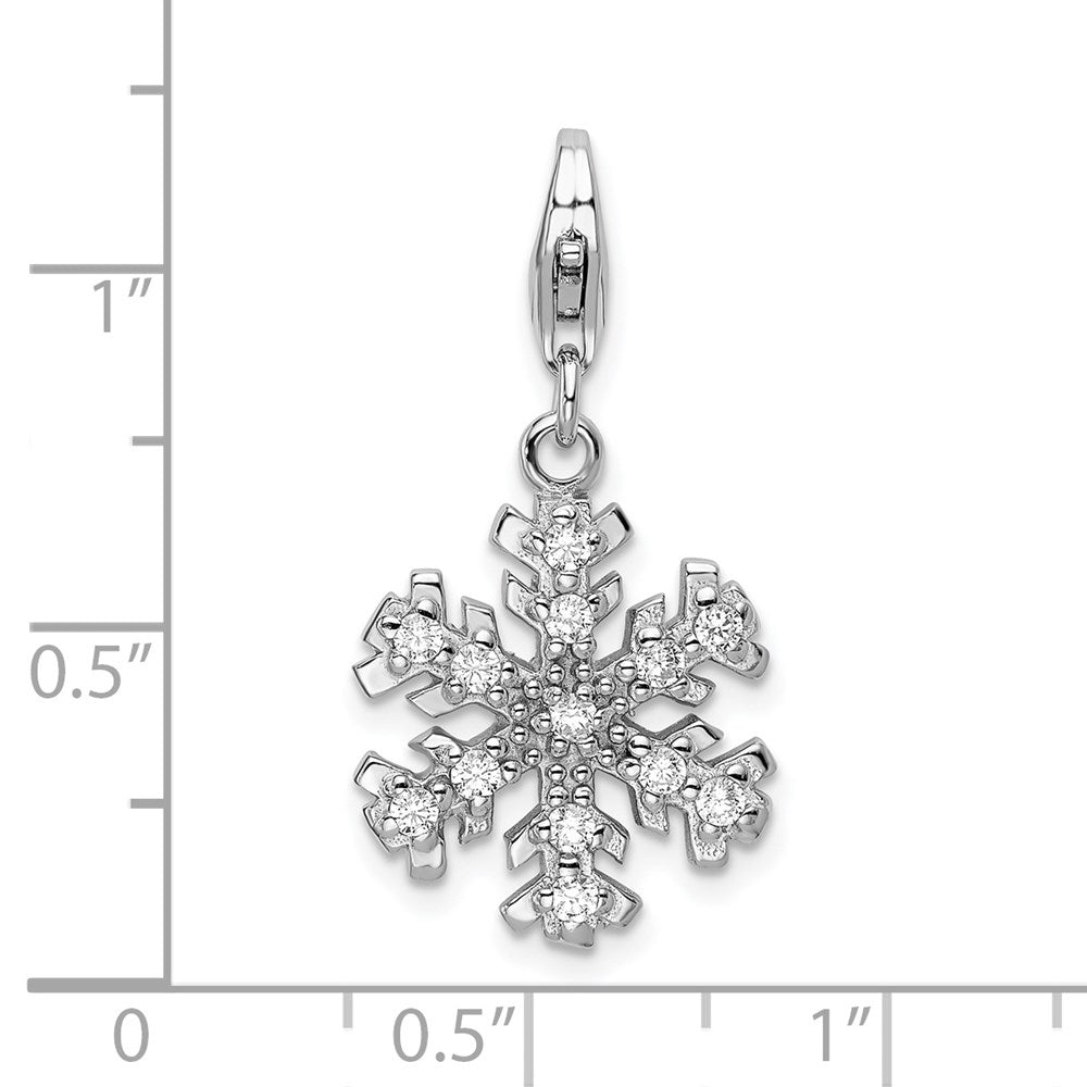 Amore La Vita Sterling Silver Rhodium-plated Polished Glass Stone Snowflake Charm with Fancy Lobster Clasp QCC541