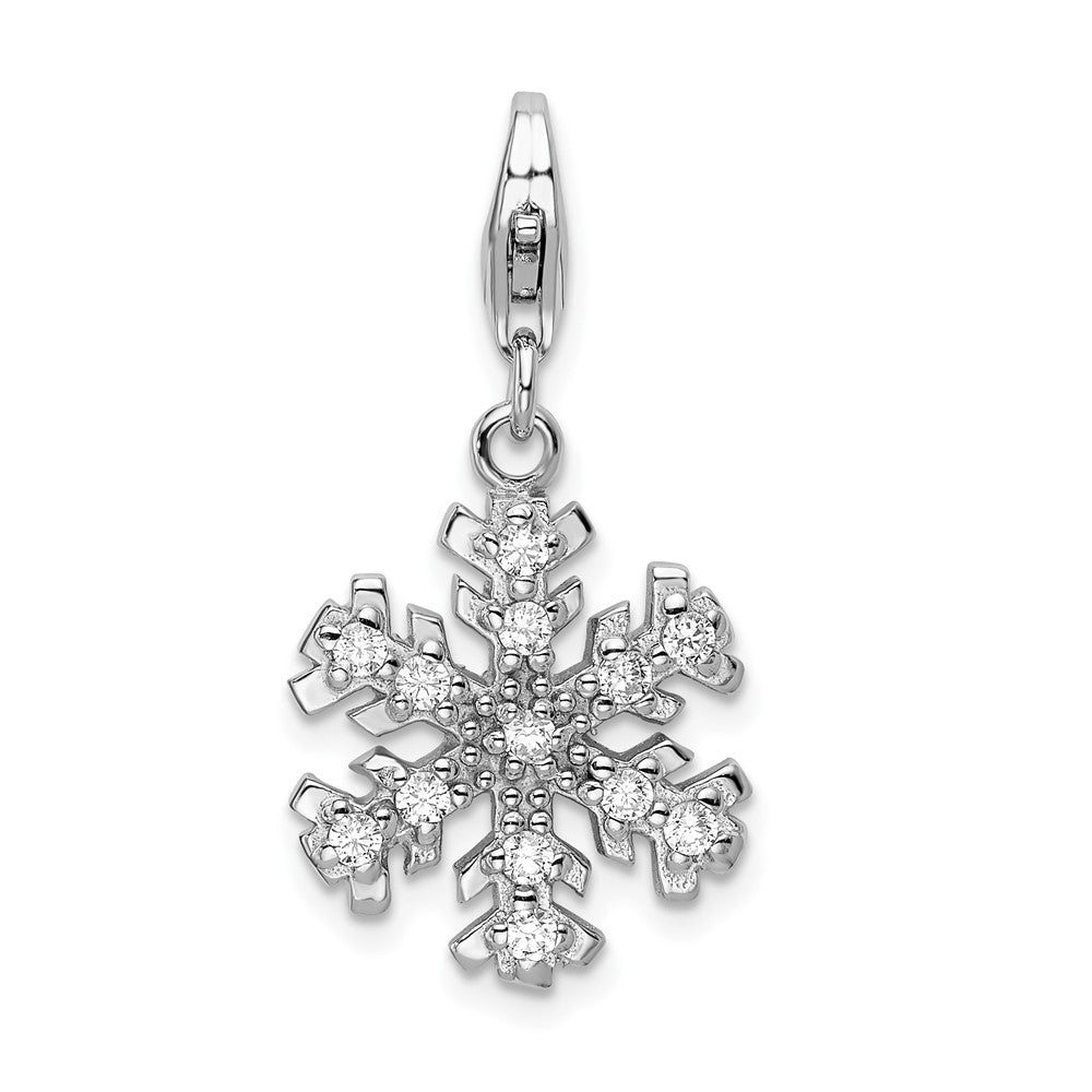 Amore La Vita Sterling Silver Rhodium-plated Polished Glass Stone Snowflake Charm with Fancy Lobster Clasp QCC541
