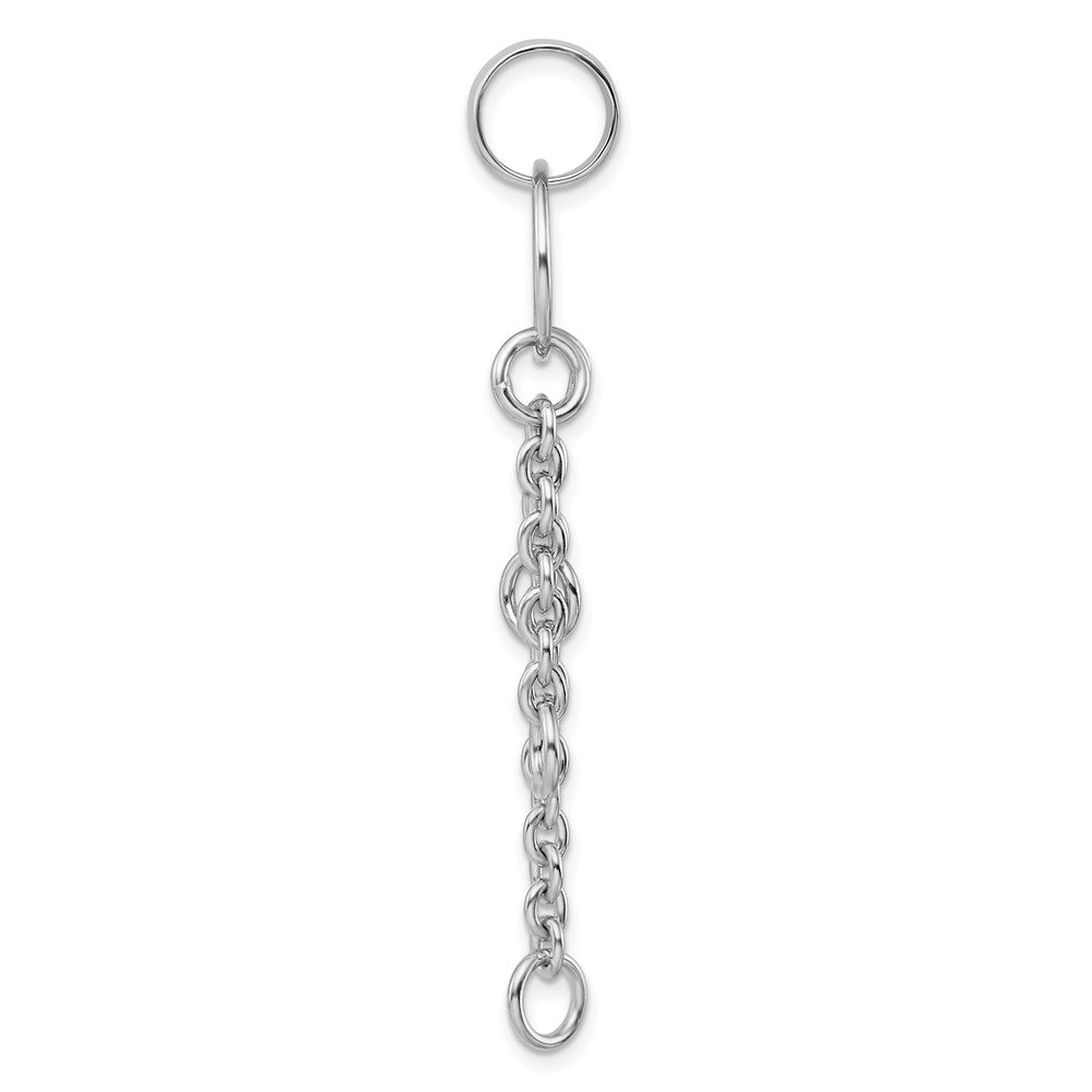 Amore La Vita Sterling Silver Rhodium-plated Polished Circle with Cable Chain Dangles Charm Carrier Pendant QCC617