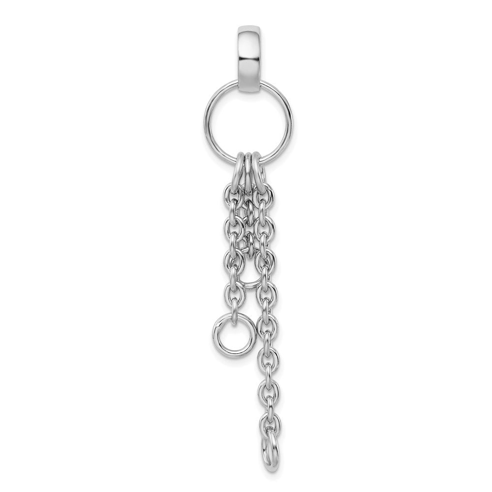 Amore La Vita Sterling Silver Rhodium-plated Polished Circle with Cable Chain Dangles Charm Carrier Pendant QCC617
