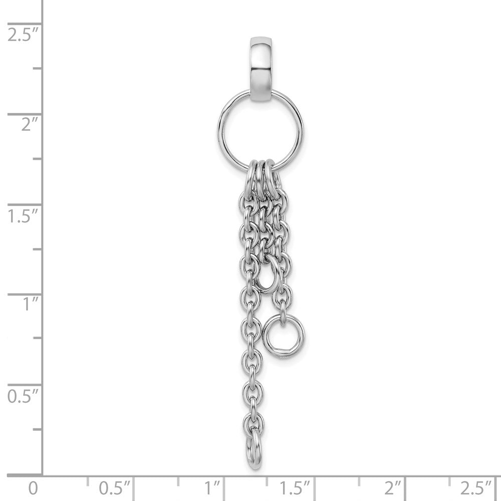 Amore La Vita Sterling Silver Rhodium-plated Polished Circle with Cable Chain Dangles Charm Carrier Pendant QCC617