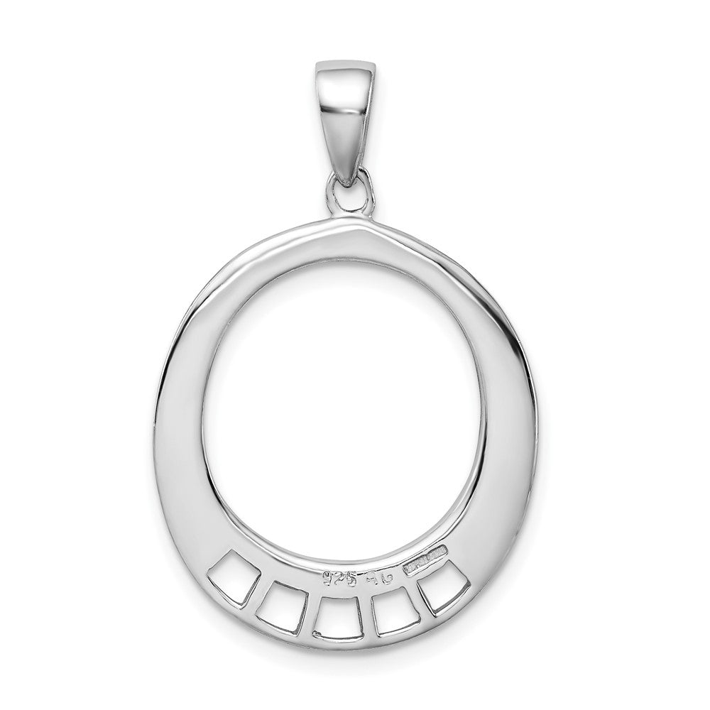 Amore La Vita Sterling Silver Rhodium-plated Polished Oval Shaped Charm Carrier Pendant QCC625