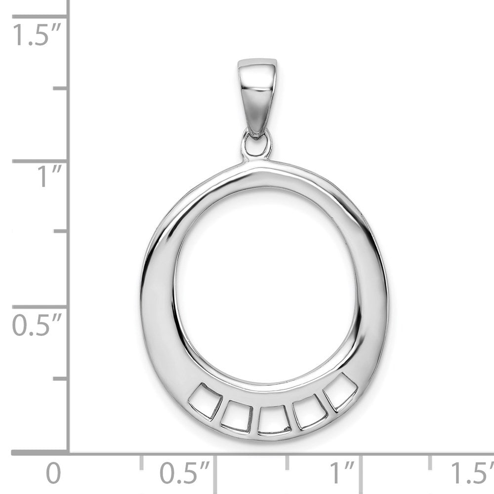 Amore La Vita Sterling Silver Rhodium-plated Polished Oval Shaped Charm Carrier Pendant QCC625