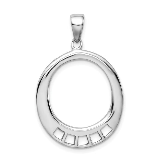 Amore La Vita Sterling Silver Rhodium-plated Polished Oval Shaped Charm Carrier Pendant QCC625