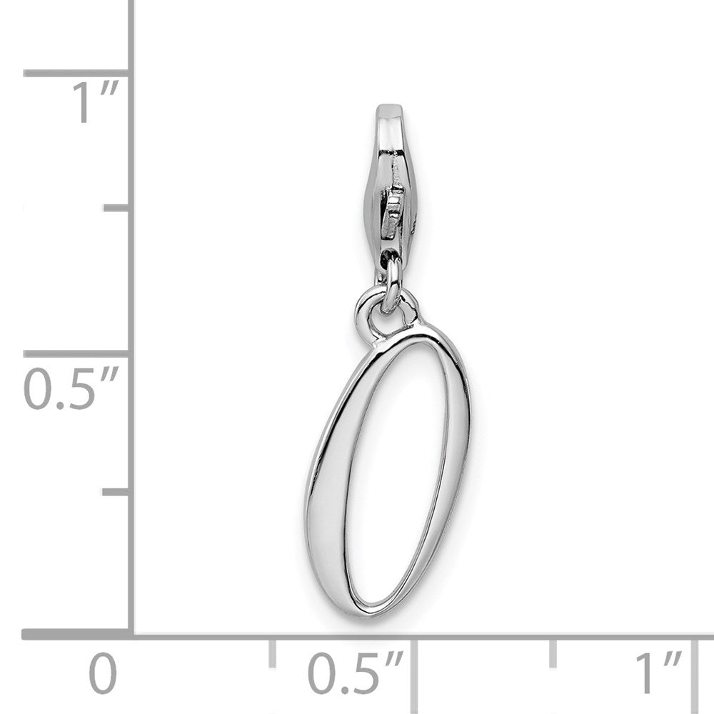Amore La Vita Sterling Silver Rhodium-plated Polished Number 0 Charm with Fancy Lobster Clasp QCC626N0